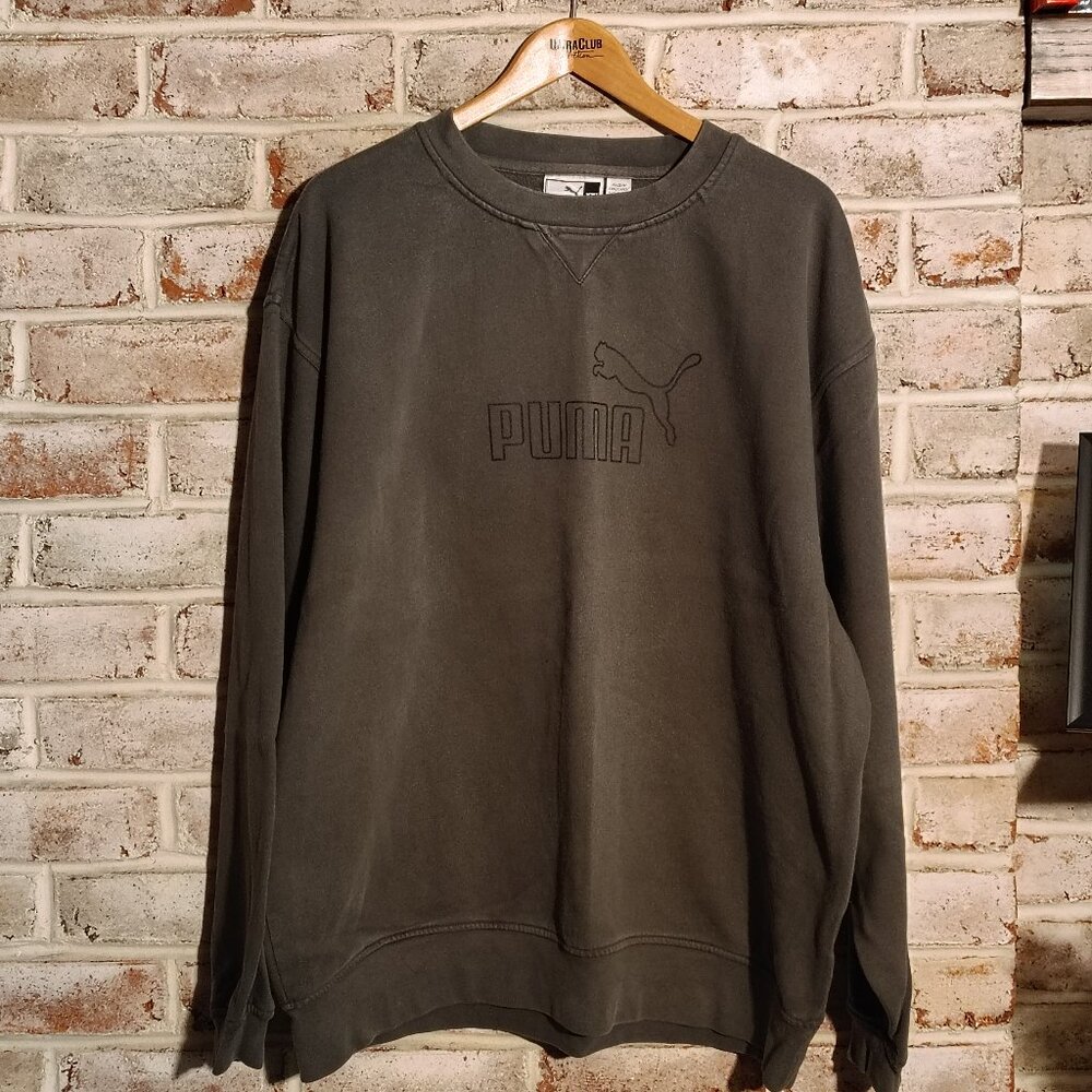 Vintage Puma Olive Green Vintage Sweatshirt - XXL